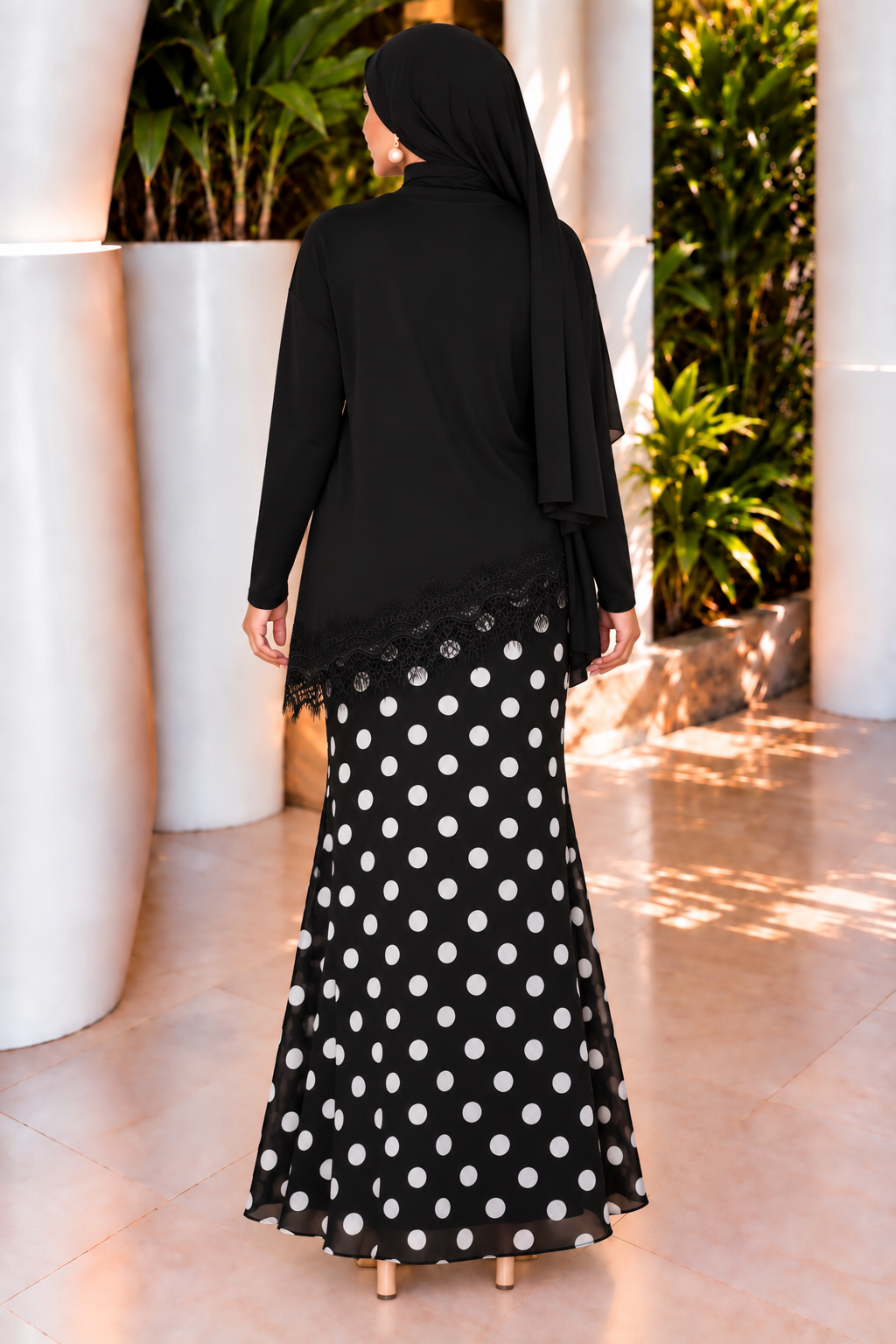 Polka Dots Mesh Maxi Skirt