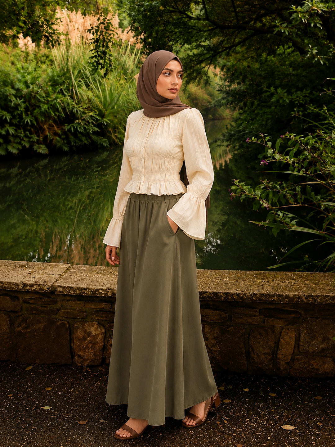 Olive Pocket Maxi Skirt