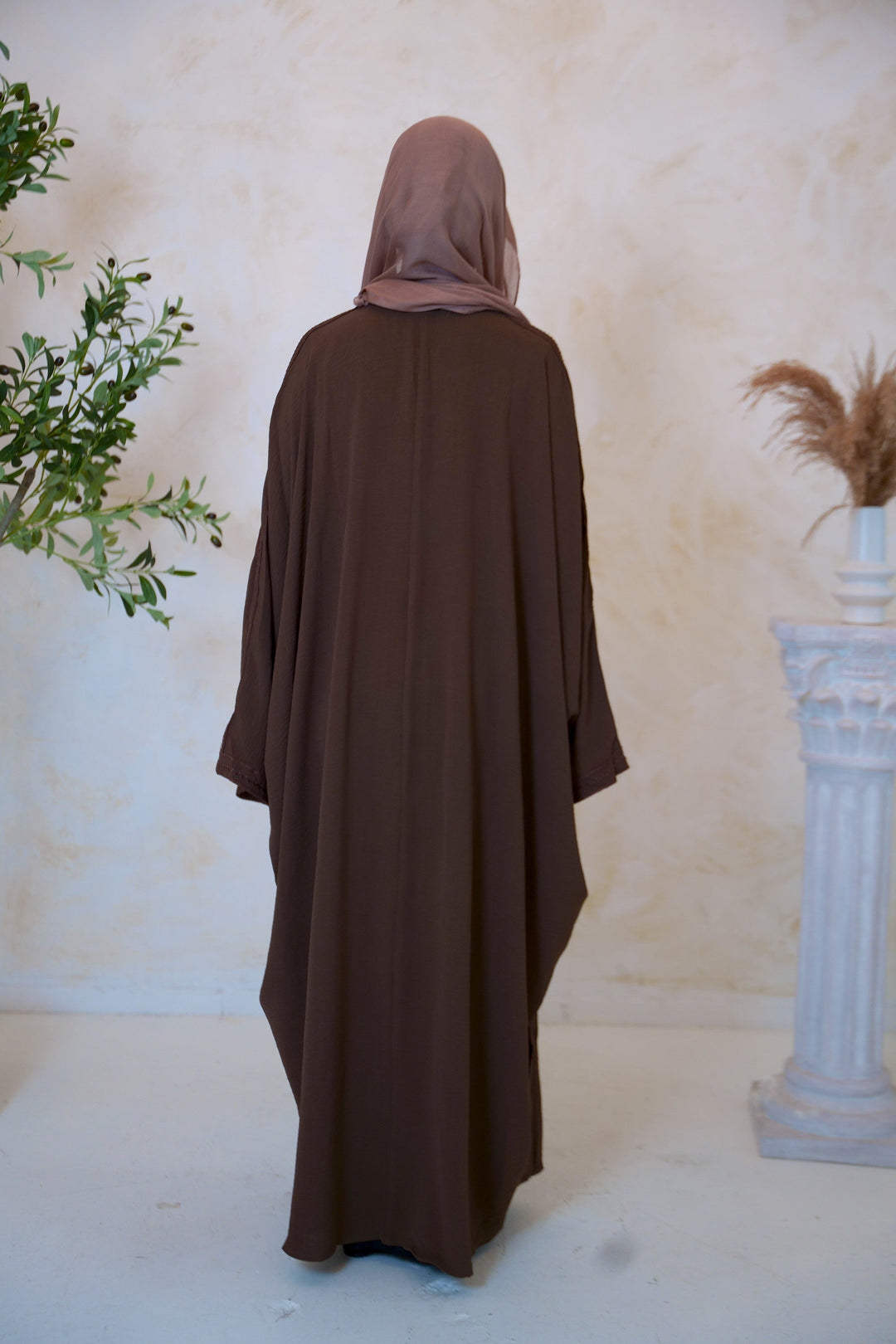 Embroidered Trim Open Front Abaya