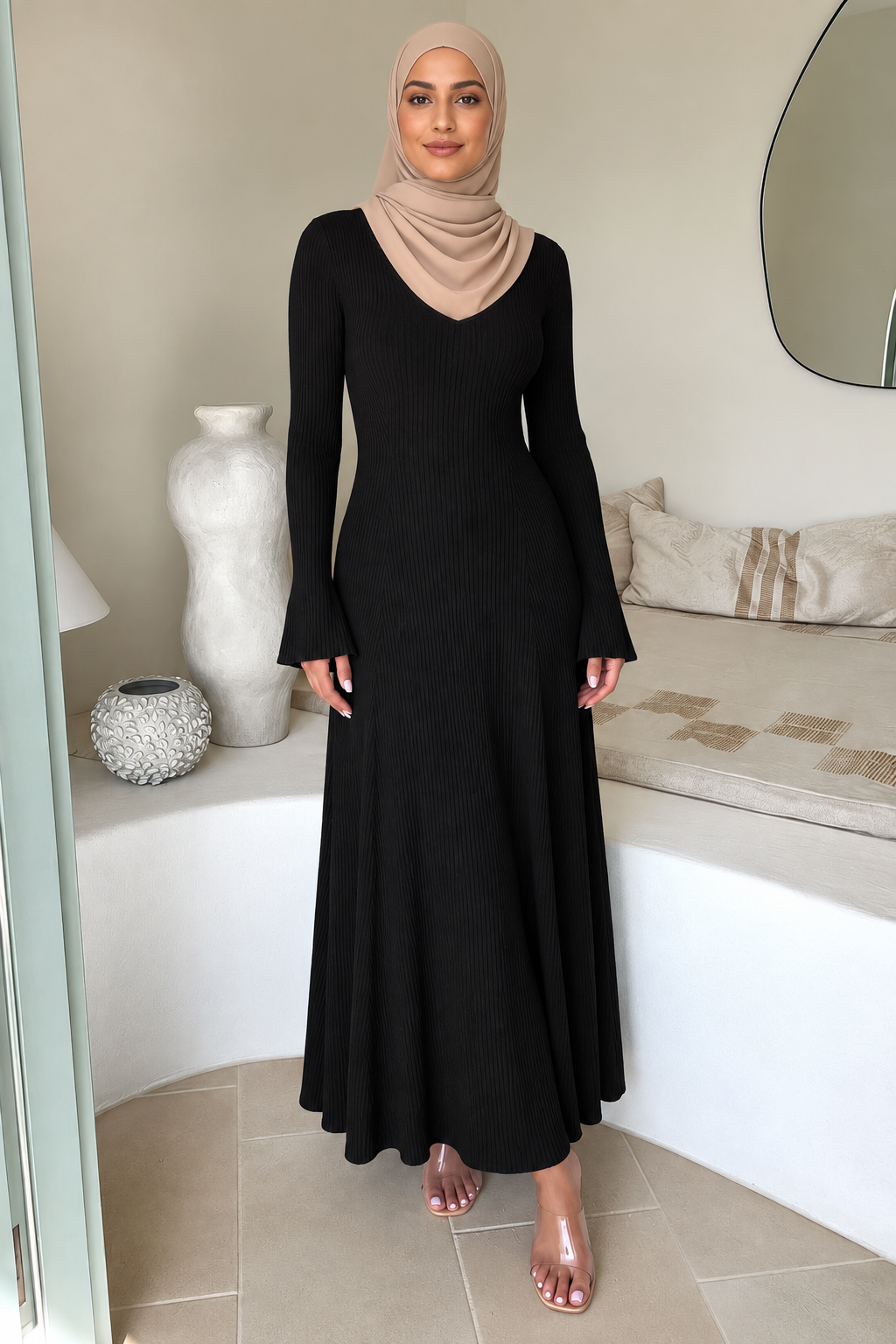 Black Buttoned Sweater Dress