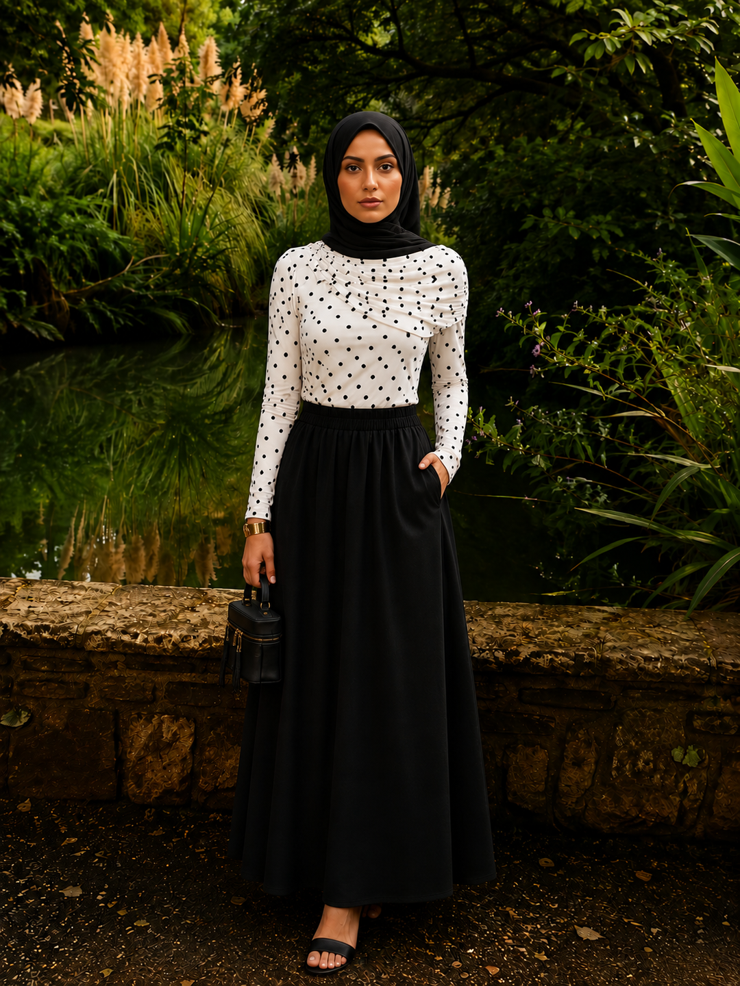 Black Pocket Maxi Skirt