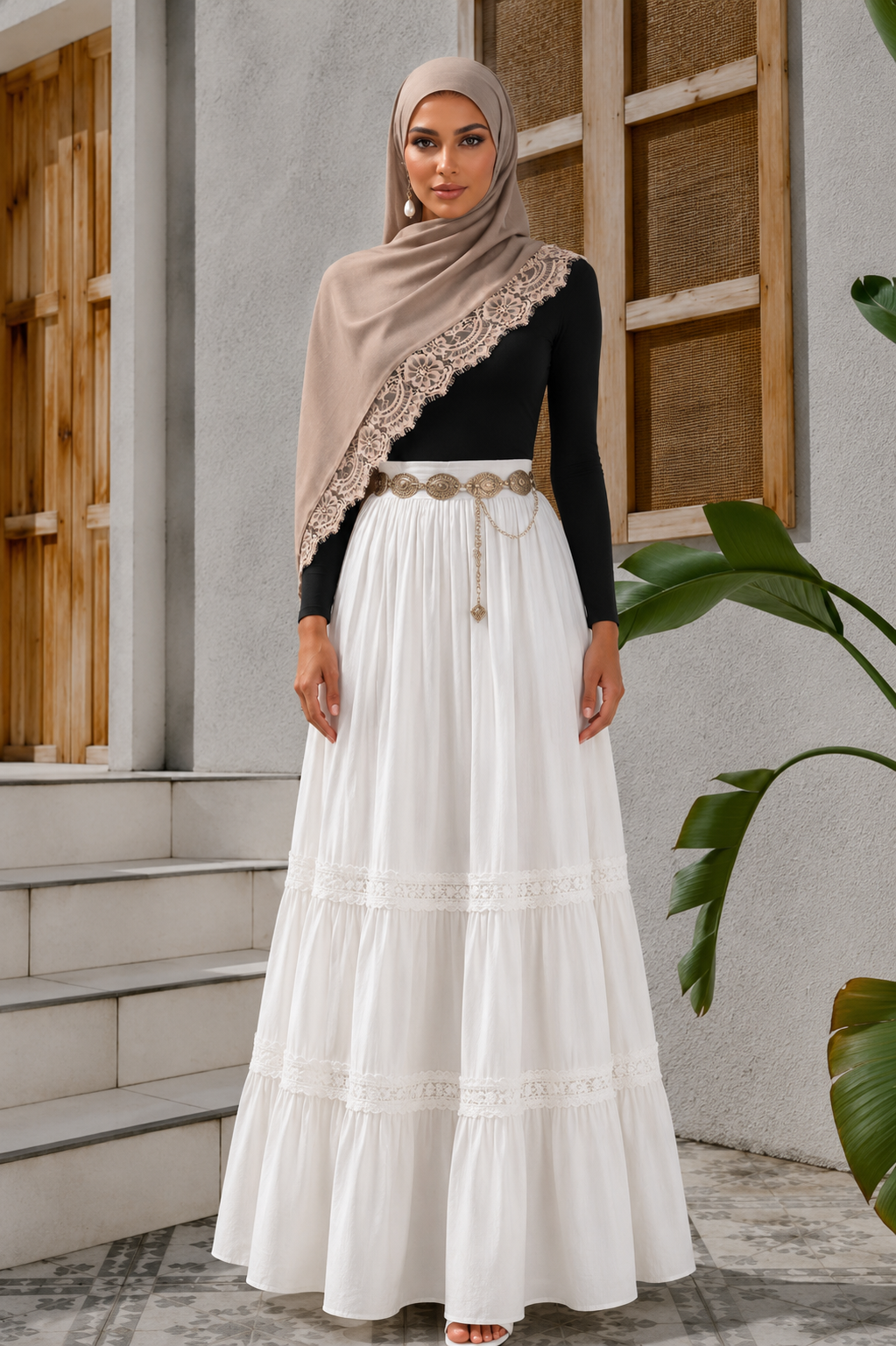 White Tiered Maxi Skirt