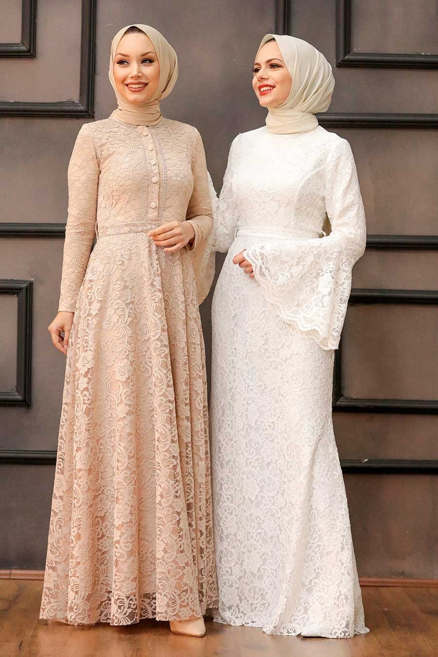 Farah White Lace Bell Sleeves Maxi Gown - Urban Modesty