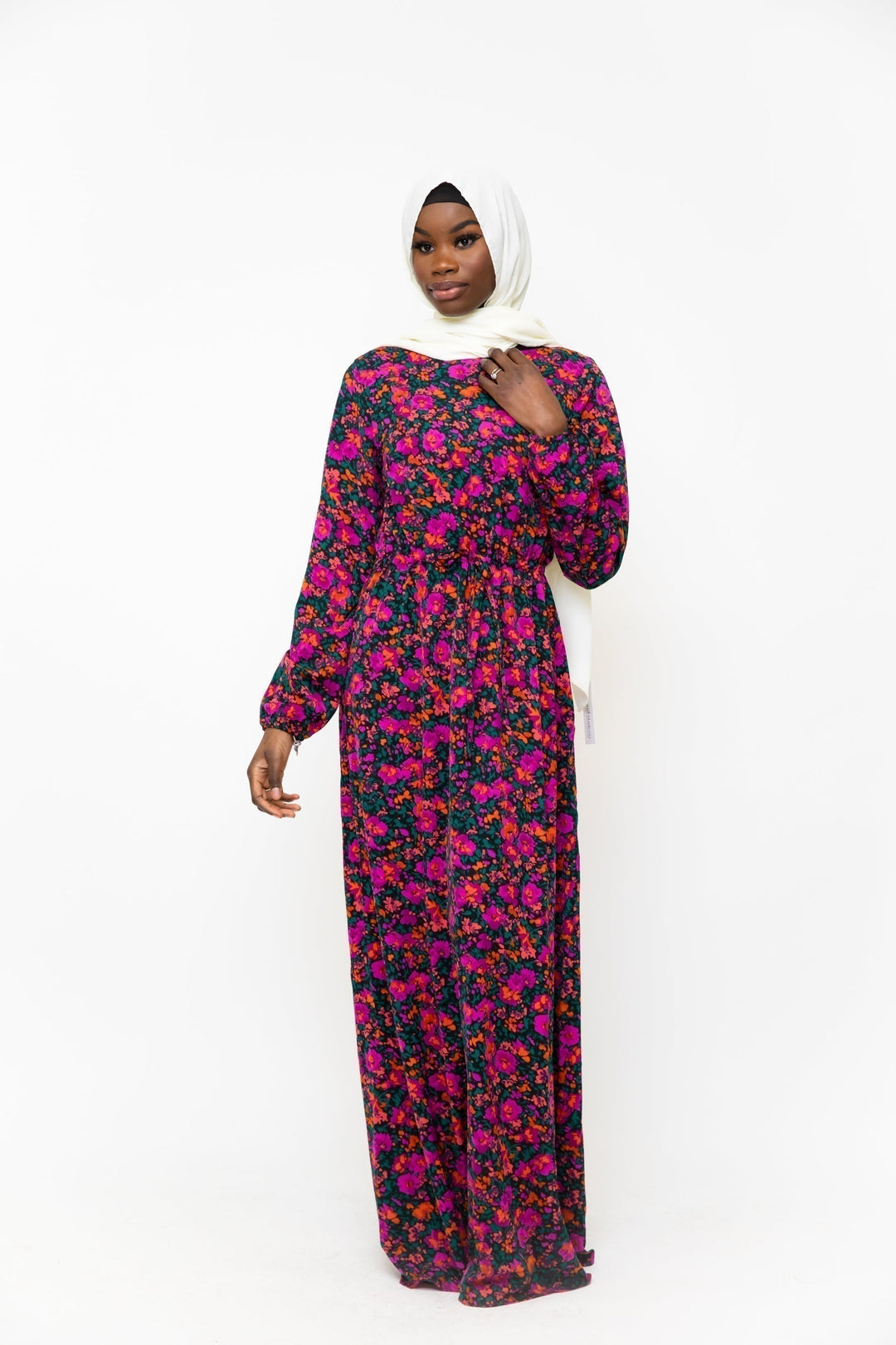 Floral Meadow Drawstring Maxi Dress - Clearance - Urban Modesty