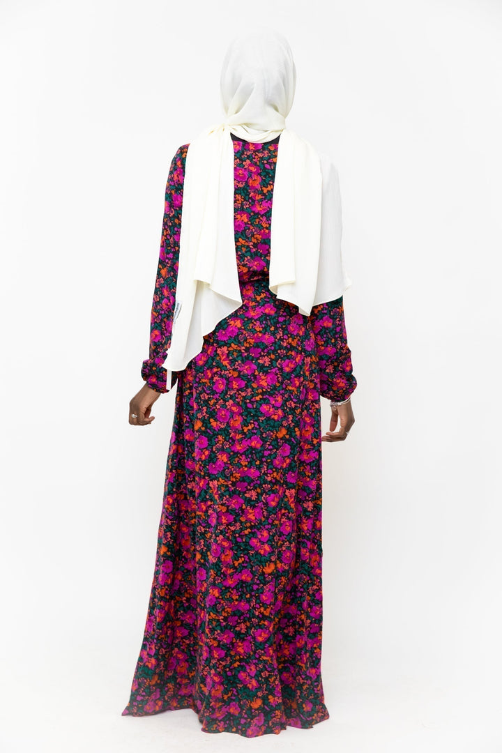 Floral Meadow Drawstring Maxi Dress - Clearance - Urban Modesty