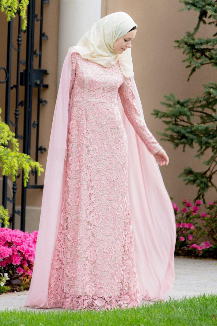 For the Roses Cape Lace Long Sleeve Maxi Gown