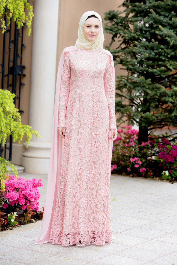 For the Roses Cape Lace Long Sleeve Maxi Gown