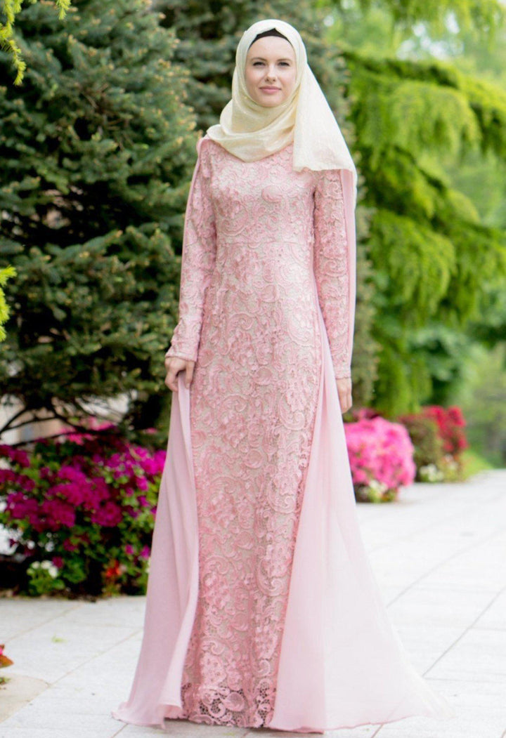 For the Roses Cape Lace Long Sleeve Maxi Gown