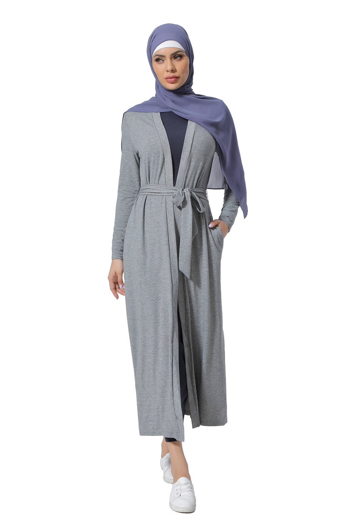 Gray Cotton Maxi Cardigan - Urban Modesty