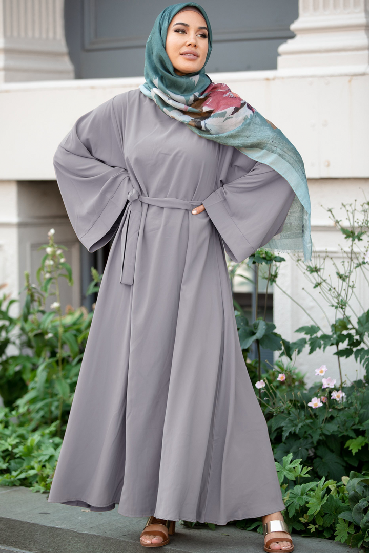 Gray Kimono Sleeve Abaya Maxi Dress-PREORDER