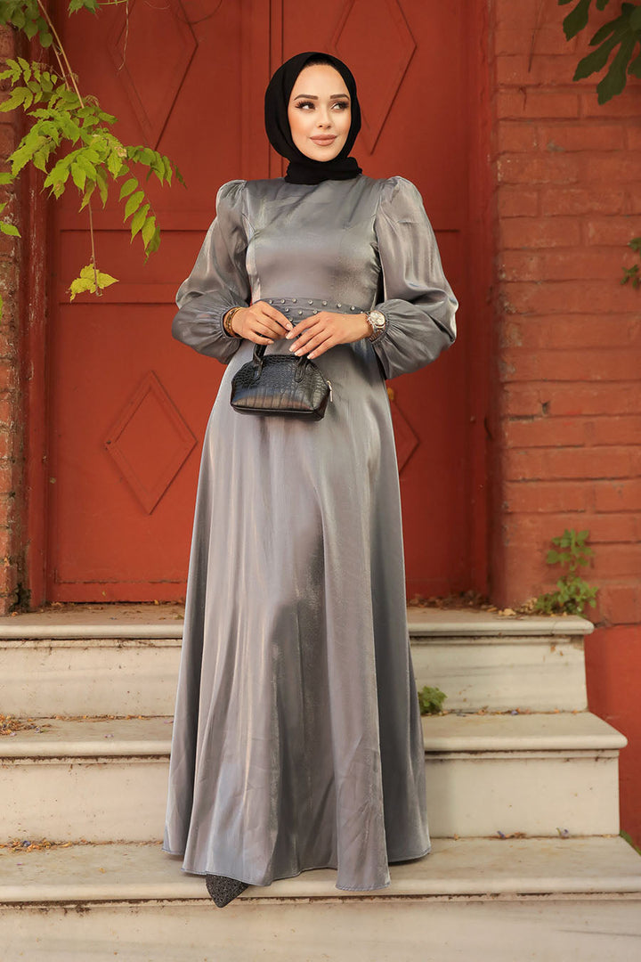 Gray Shimmer Gown - Urban Modesty