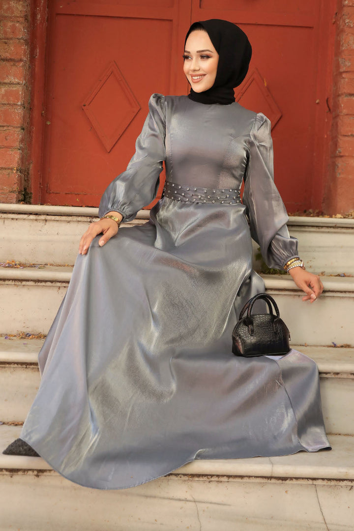 Gray Shimmer Gown - Urban Modesty