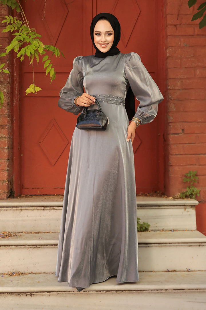 Gray Shimmer Gown - Urban Modesty