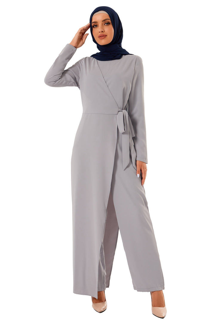 Gray Side Knot Jumpsuit-CLEARANCE