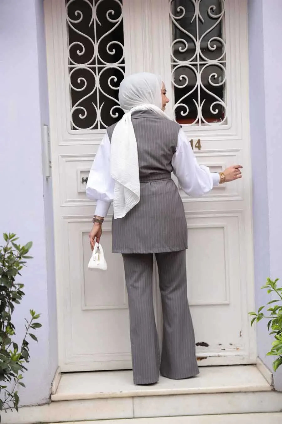 Gray Vest and Pants Suit Set