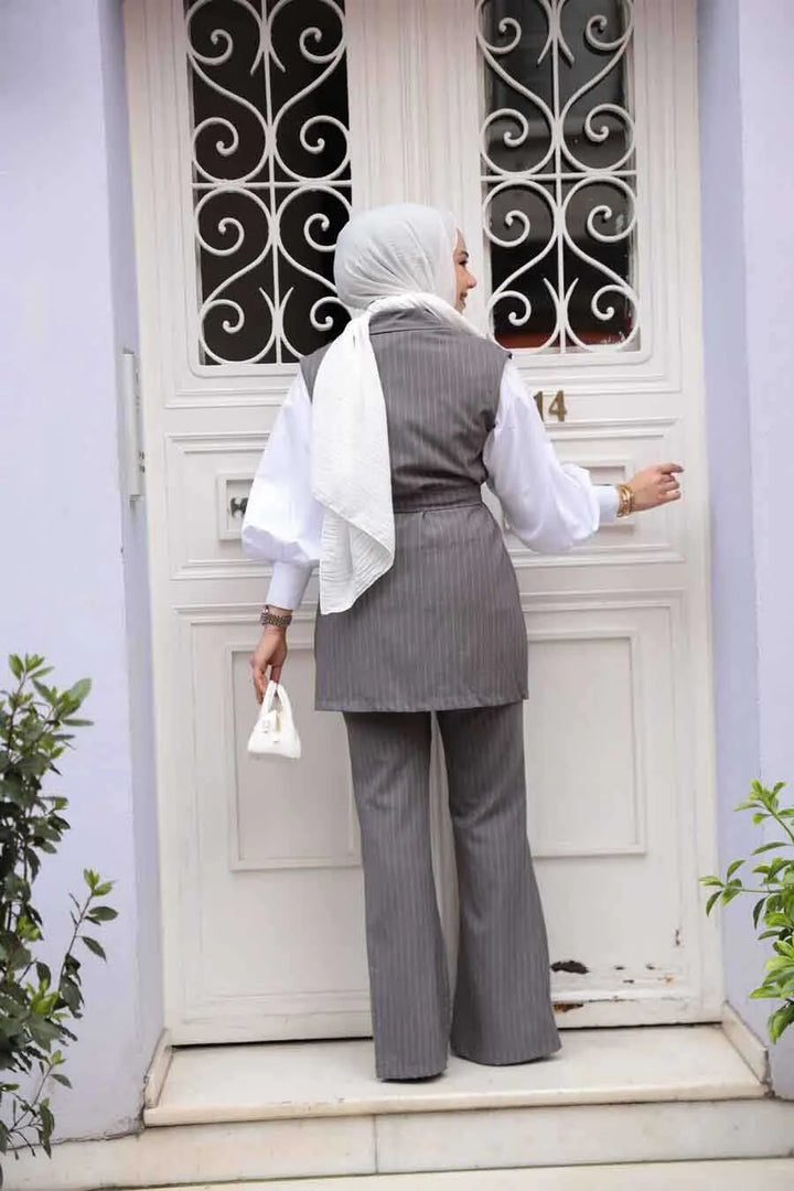 Gray Vest and Pants Suit Set
