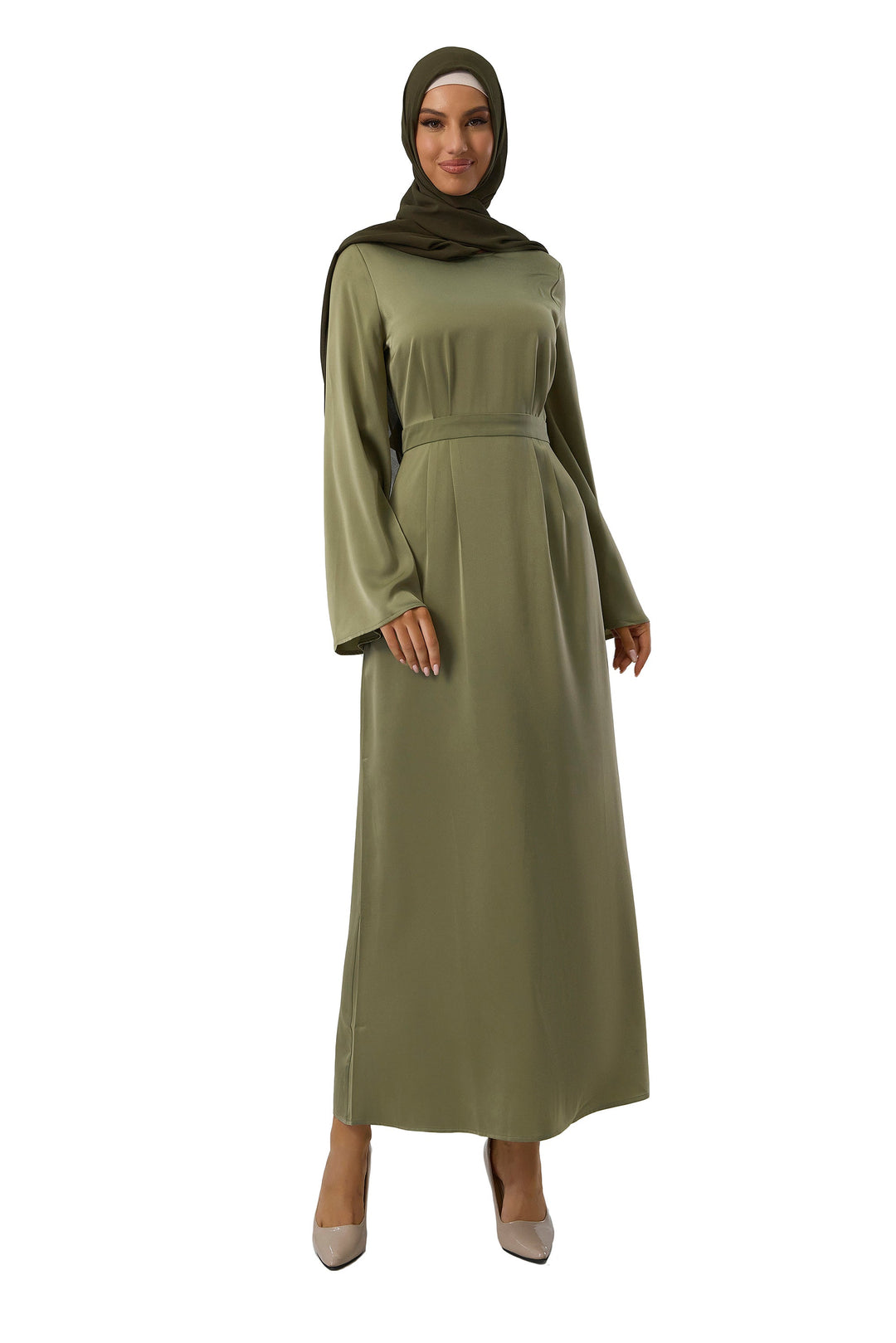 Green Kimono Sleeves Maxi Dress-CLEARANCE - Urban Modesty