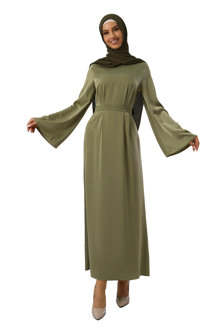 Green Kimono Sleeves Maxi Dress-CLEARANCE - Urban Modesty