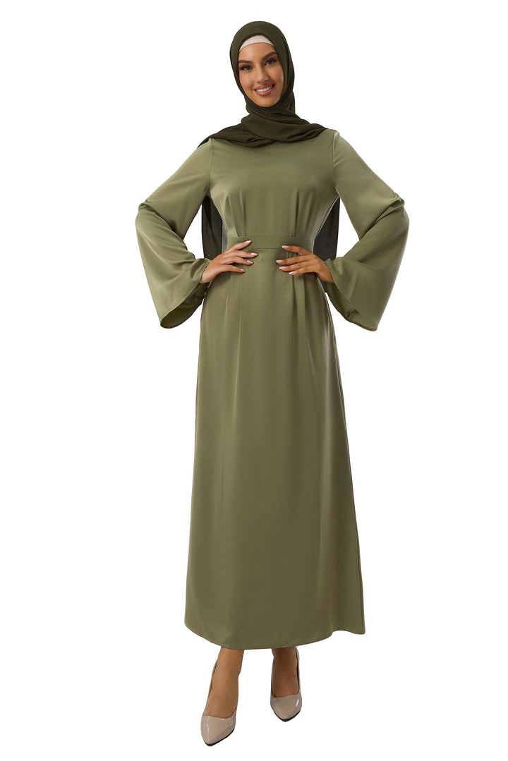 Green Kimono Sleeves Maxi Dress-CLEARANCE - Urban Modesty