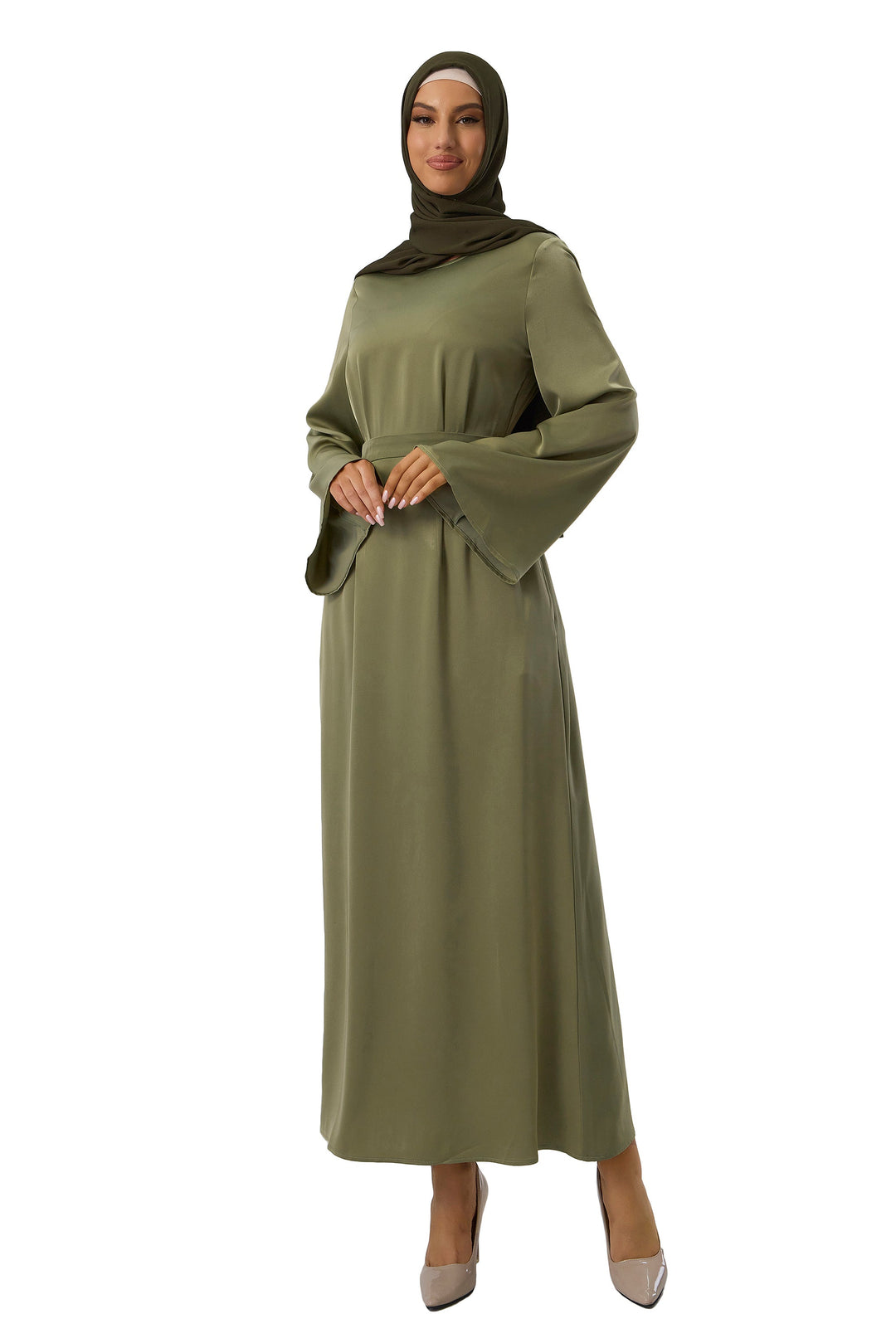 Green Kimono Sleeves Maxi Dress-CLEARANCE - Urban Modesty