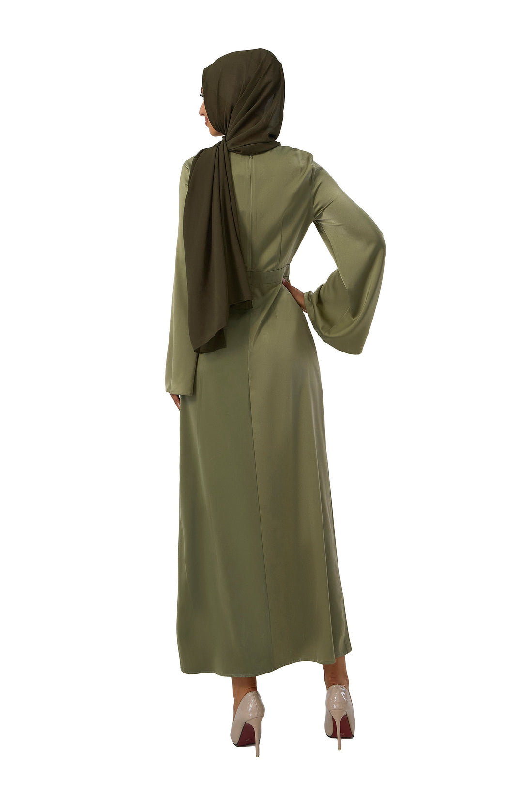 Green Kimono Sleeves Maxi Dress-CLEARANCE - Urban Modesty