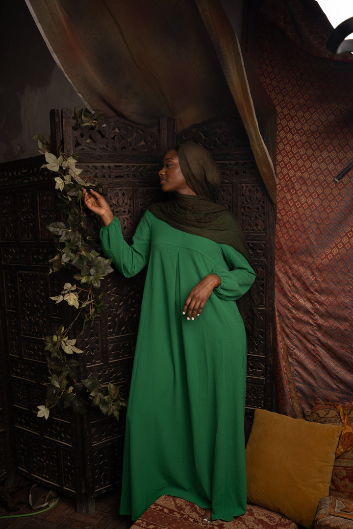 Green Sheath Abaya Maxi Dress-CLEARANCE
