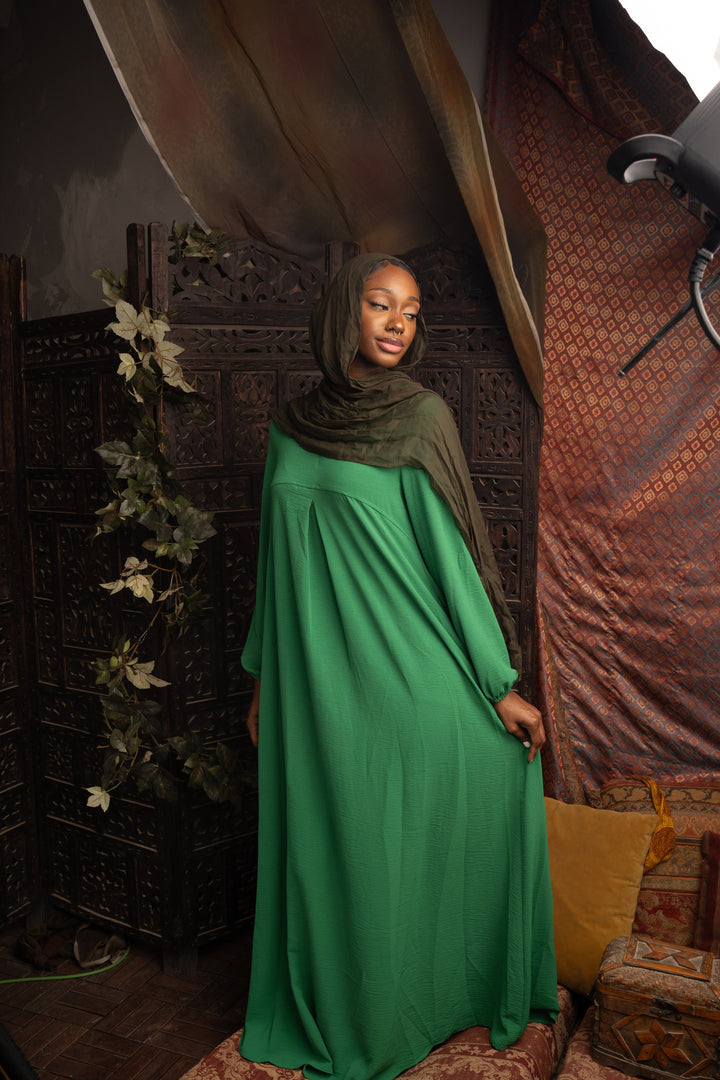 Green Sheath Abaya Maxi Dress-CLEARANCE