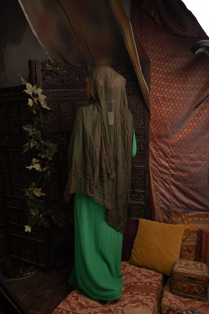 Green Sheath Abaya Maxi Dress-CLEARANCE