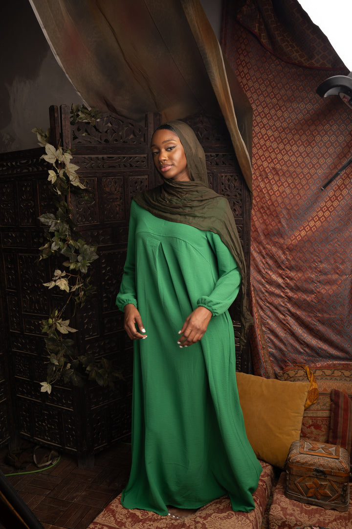 Green Sheath Abaya Maxi Dress-CLEARANCE