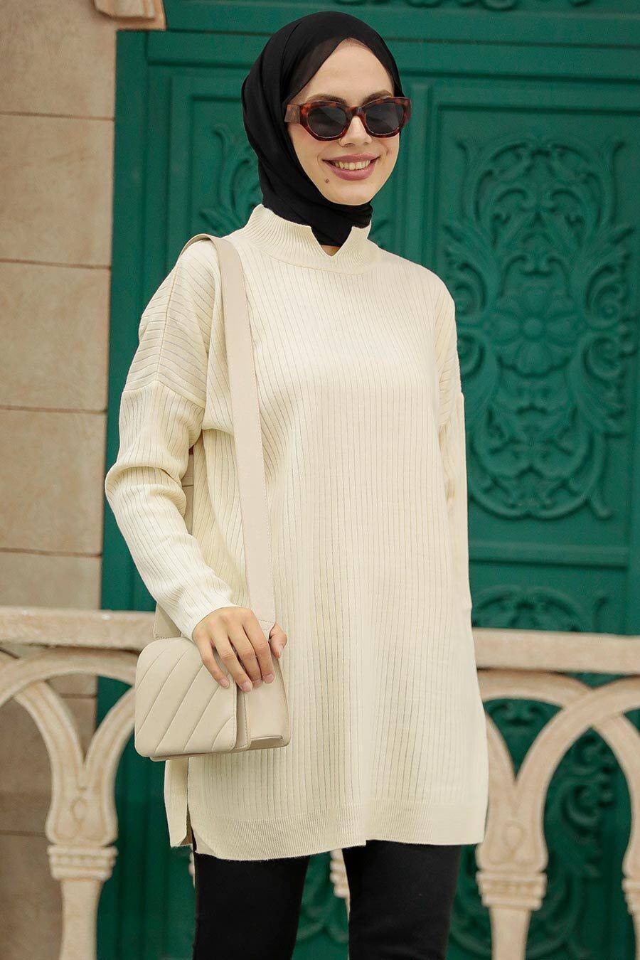 Half-Turtleneck Long Sleeve Sweater - Urban Modesty