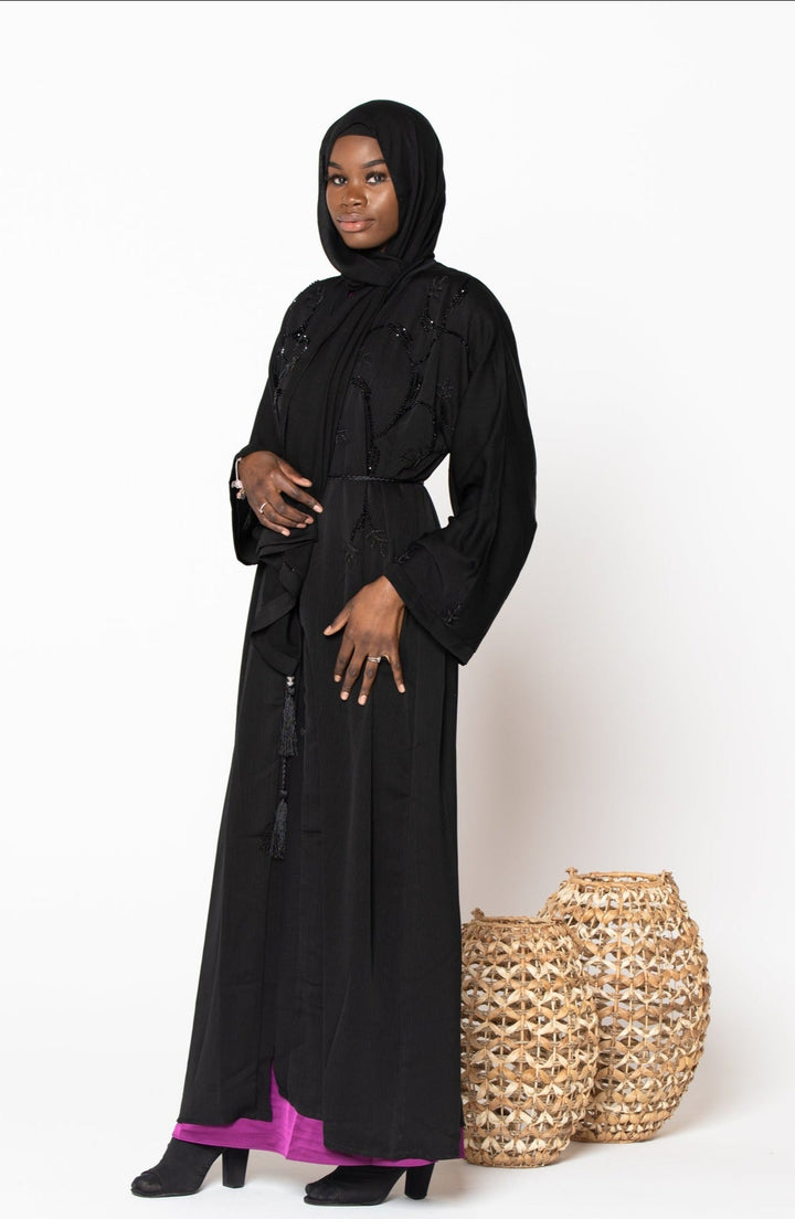 Jamilah Sequin Open Front Abaya