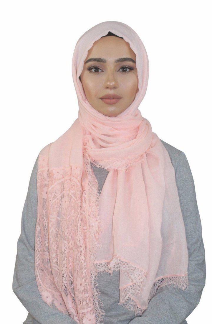 Lace Trim Cotton Hijab (More Colors Available) - Urban Modesty