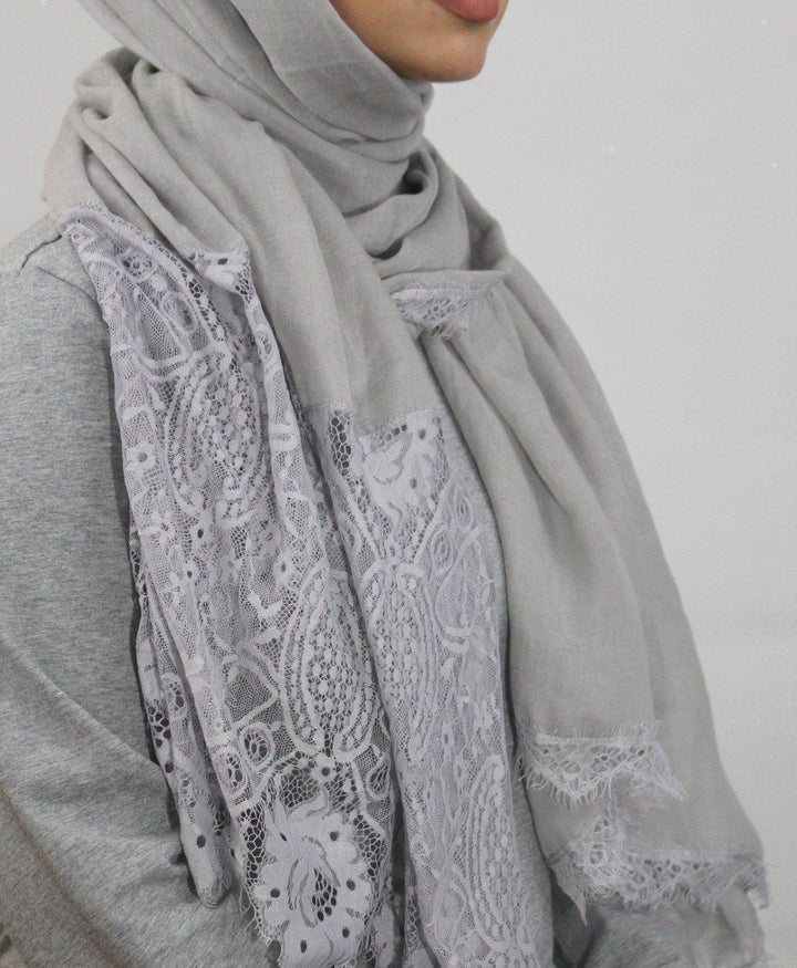 Lace Trim Cotton Hijab (More Colors Available) - Urban Modesty