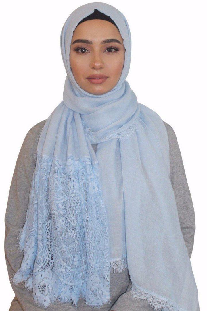 Lace Trim Cotton Hijab (More Colors Available) - Urban Modesty