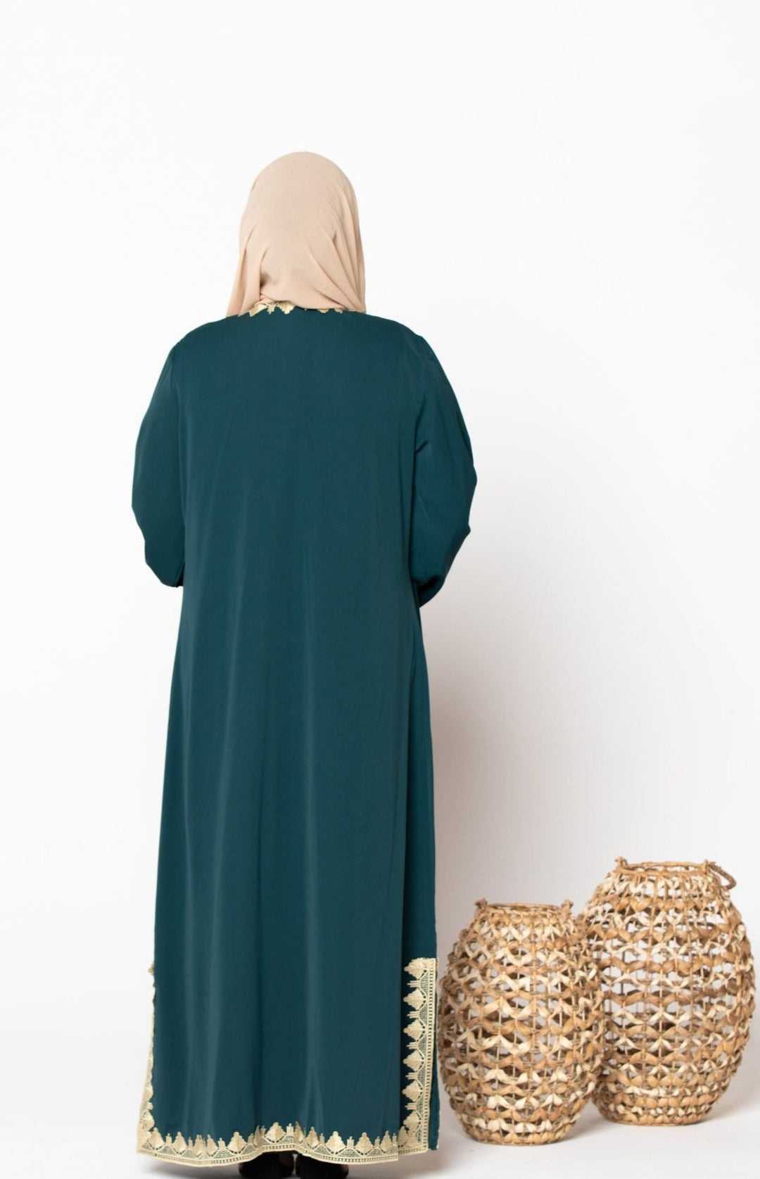 Lace Trim Open Front Abaya-CLEARANCE - Urban Modesty