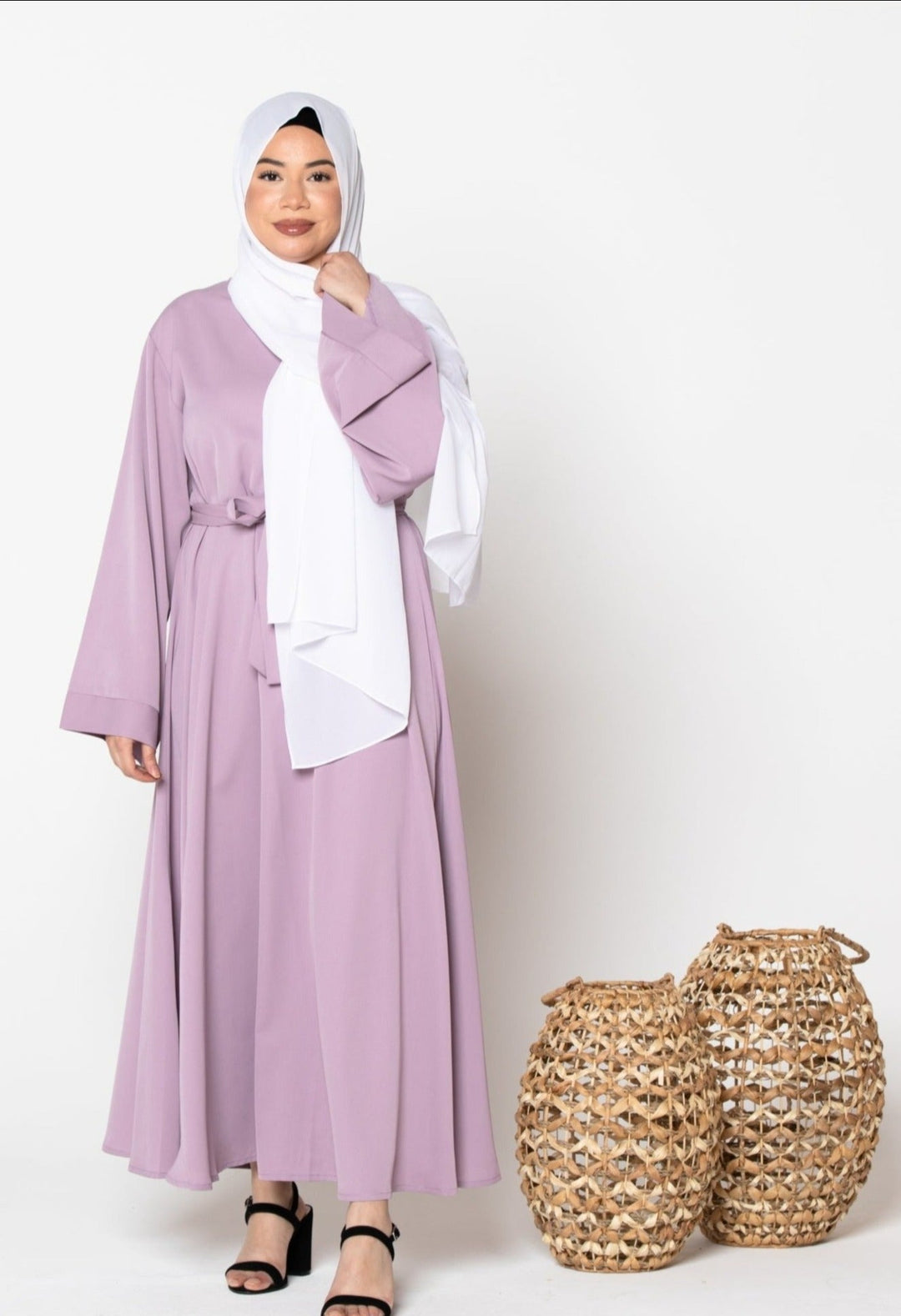 Lavender Kimono Abaya Maxi Dress