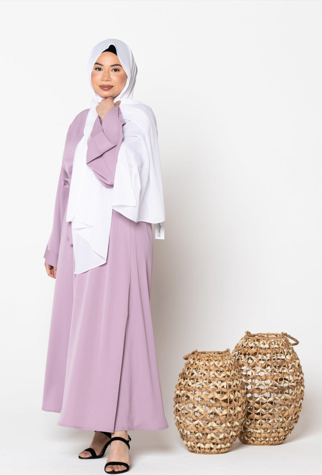 Lavender Kimono Abaya Maxi Dress