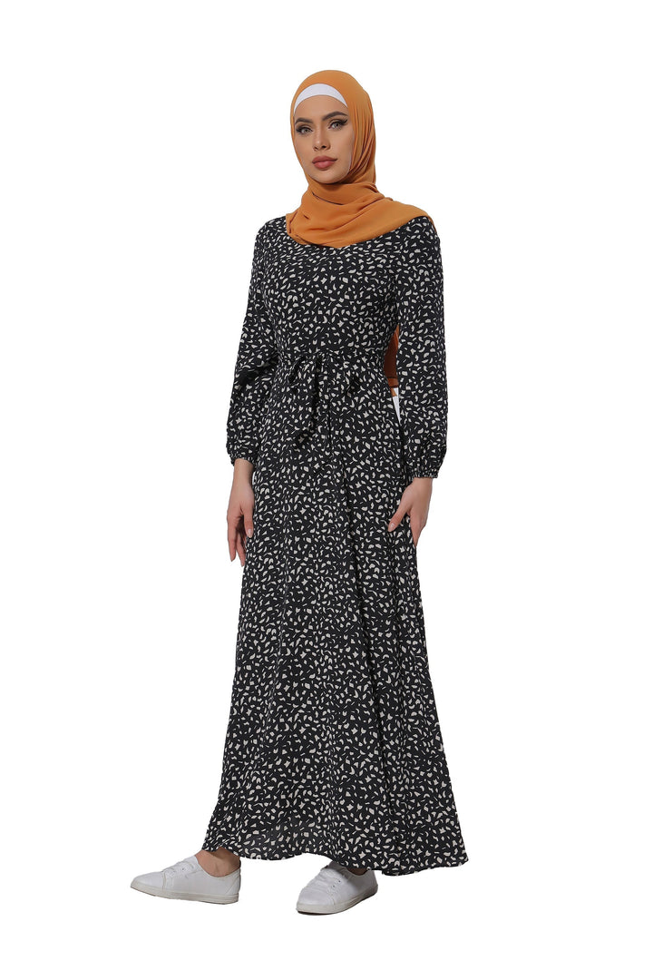 Leopard Print Long Sleeve Maxi Dress CLEARANCE - Urban Modesty