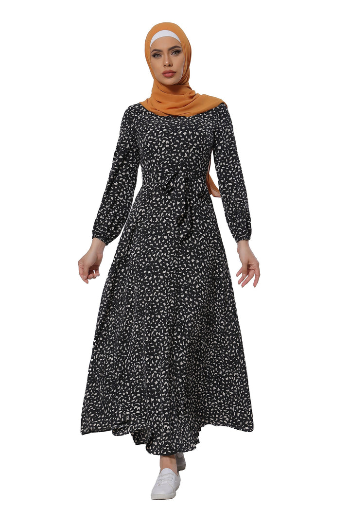 Leopard Print Long Sleeve Maxi Dress CLEARANCE - Urban Modesty