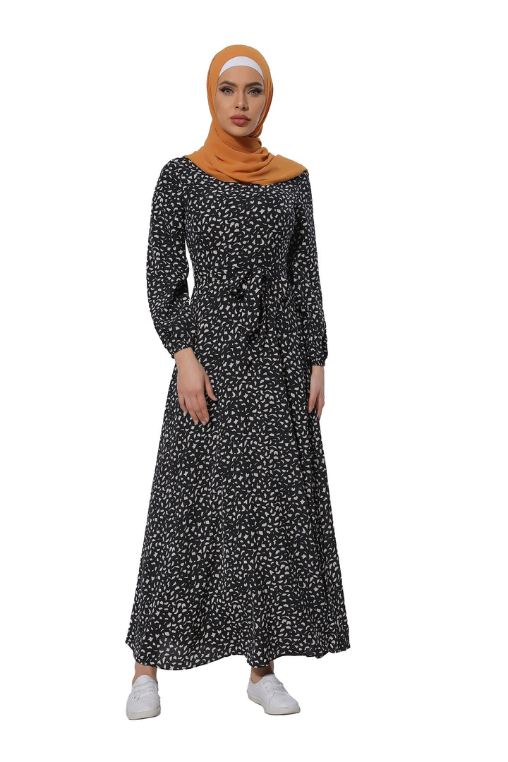 Leopard Print Long Sleeve Maxi Dress CLEARANCE - Urban Modesty