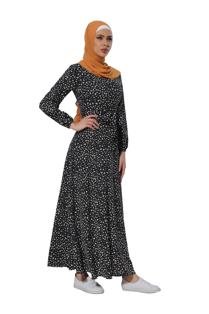 Leopard Print Long Sleeve Maxi Dress CLEARANCE - Urban Modesty