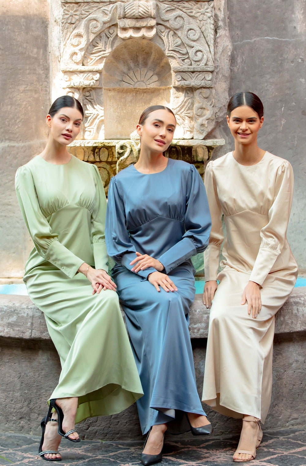 Light Blue Satin Long Sleeve Maxi Dress – Urban Modesty