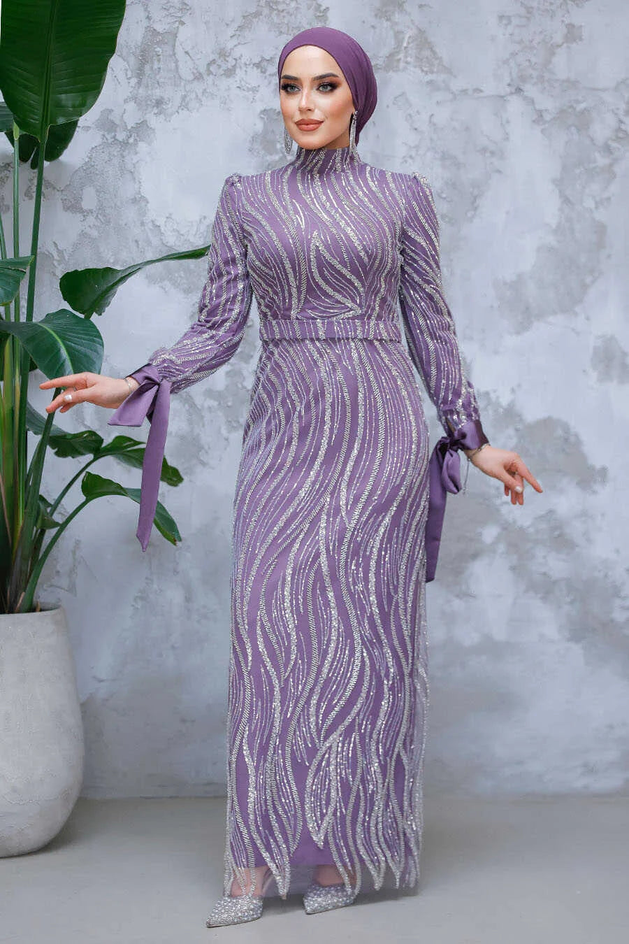 Lilac Beaded Gown – Urban Modesty