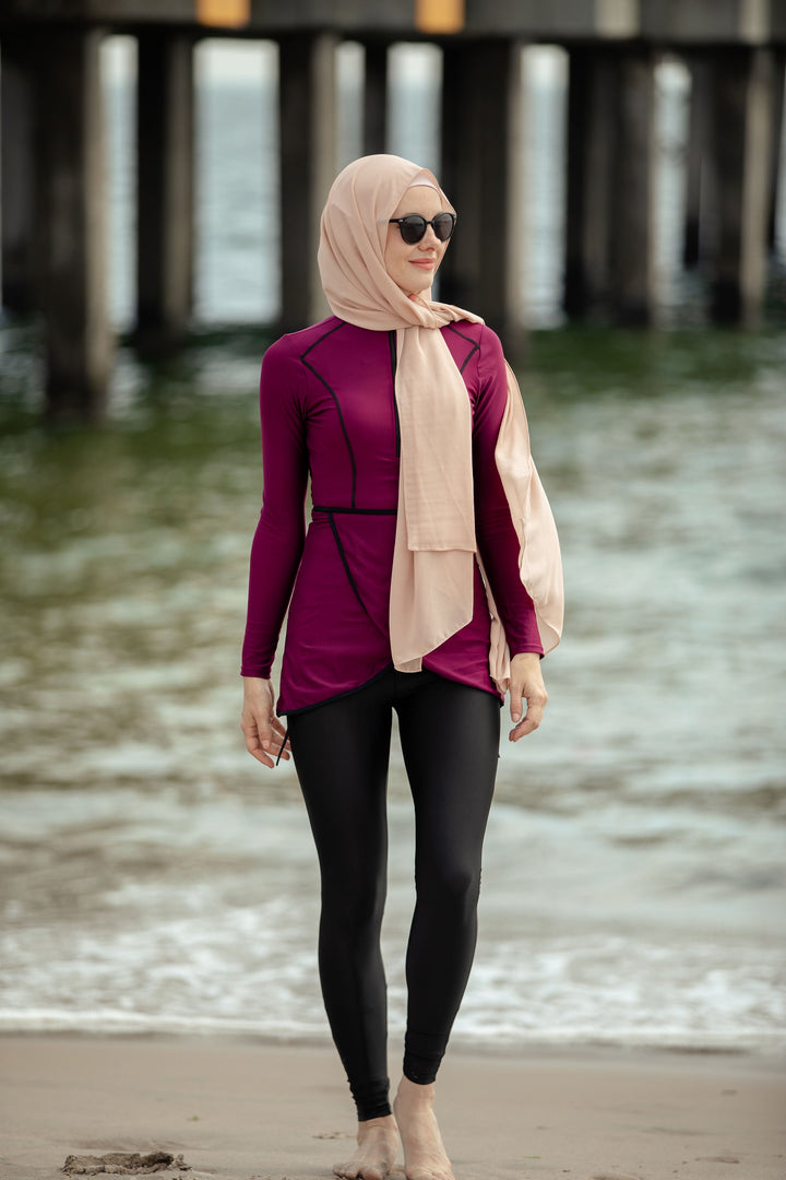 Magenta 3 Piece Modest Swimsuit