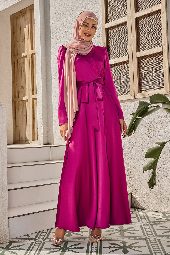 Magenta Criss Cross Side Tie Maxi Dress-CLEARANCE