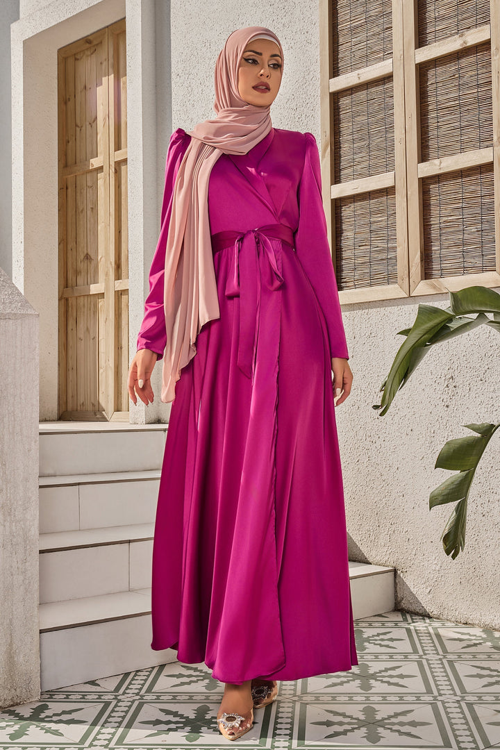 Magenta Criss Cross Side Tie Maxi Dress-CLEARANCE