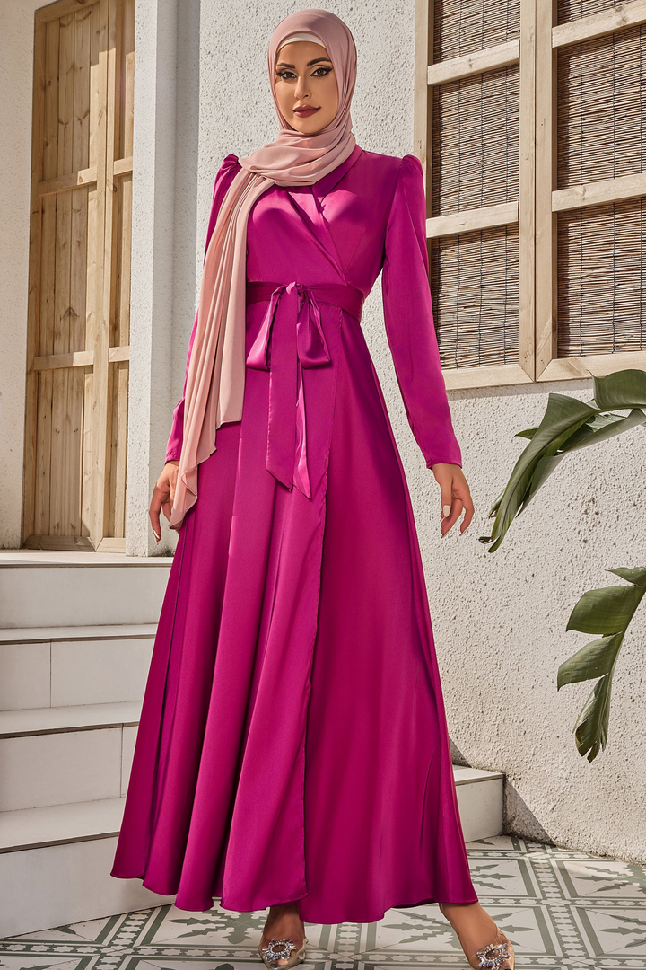 Magenta Criss Cross Side Tie Maxi Dress-CLEARANCE