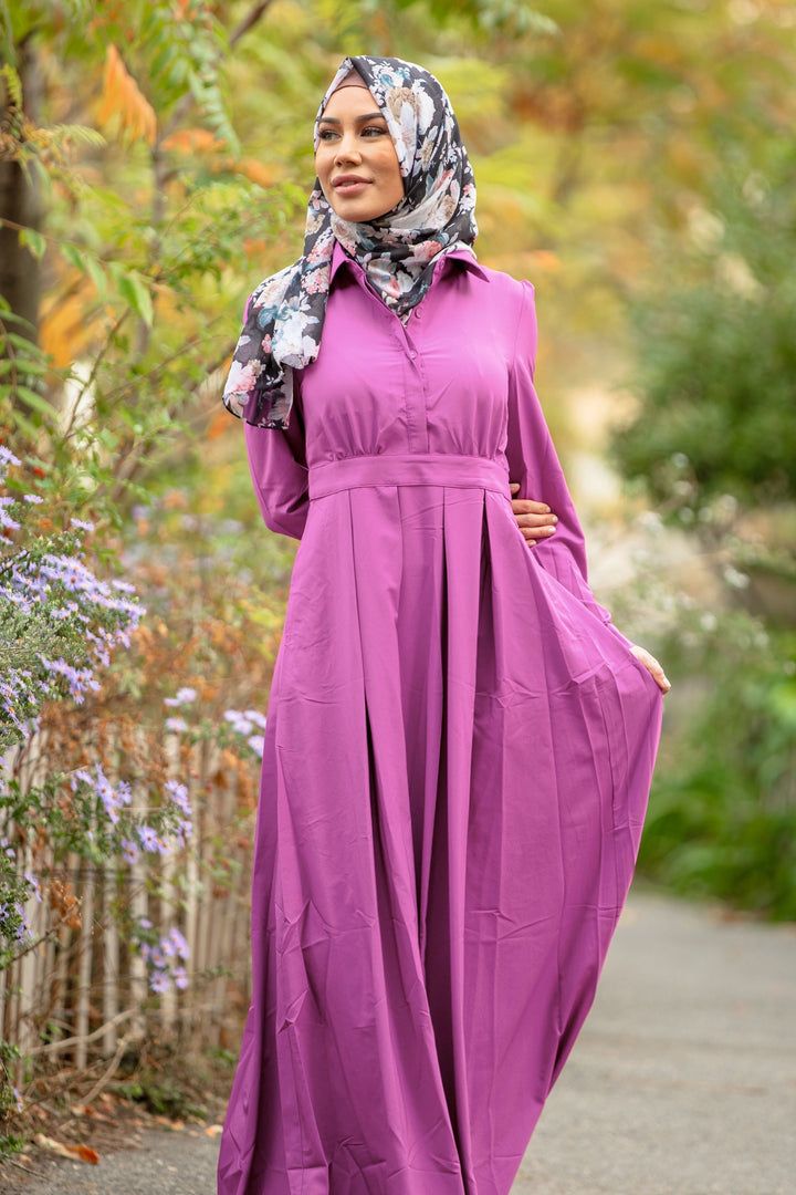 Magenta Lattice Abaya Maxi Dress-CLEARANCE