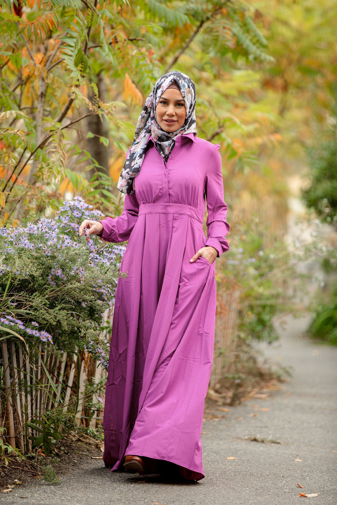 Magenta Lattice Abaya Maxi Dress-CLEARANCE