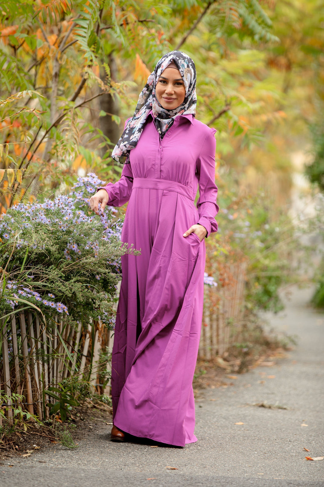 Magenta Lattice Abaya Maxi Dress-CLEARANCE